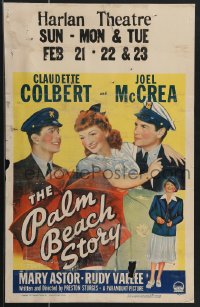 4b0106 PALM BEACH STORY WC 1942 Preston Sturges, Claudette Colbert, McCrea, Vallee, Astor, rare!