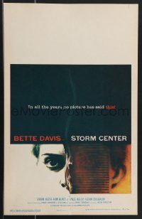 4b0125 STORM CENTER WC 1956 incredible different close up art of Bette Davis by Saul Bass!