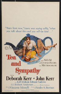 4b0128 TEA & SYMPATHY WC 1956 great artwork of Deborah Kerr & John Kerr by Gale, classic tagline!