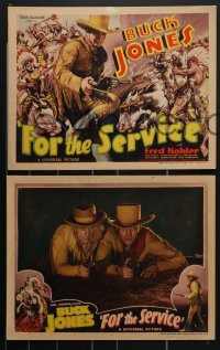 4b0712 FOR THE SERVICE 8 LCs 1936 Buck Jones, Fred Kohler, Chief Thunderbird & Slim Whitaker!