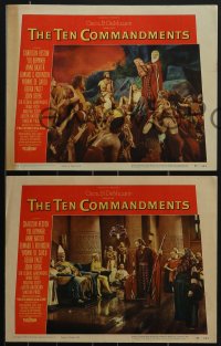 4b0748 TEN COMMANDMENTS 6 int'l LCs 1956 Cecil B. DeMille classic, Charlton Heston, Yul Brynner!