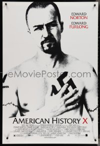 4c0764 AMERICAN HISTORY X DS 1sh 1998 Edward Norton & Edward Furlong as skinhead neo-Nazis!