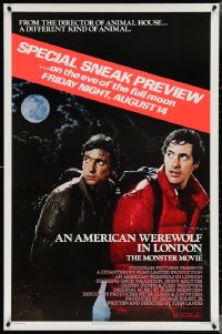 4c0765 AMERICAN WEREWOLF IN LONDON 1sh 1981 John Landis, David Naughton, Dunne, sneak preview!