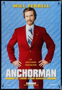 4c0766 ANCHORMAN teaser DS 1sh 2004 The Legend of Ron Burgundy, image of newscaster Will Ferrell!