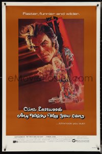 4c0769 ANY WHICH WAY YOU CAN 1sh 1980 cool artwork of Clint Eastwood & Clyde by Bob Peak!