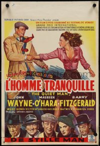 4c0249 QUIET MAN Belgian 1951 great art of John Wayne & sexy Maureen O'Hara, John Ford directed