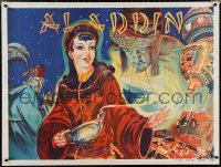 4c0029 ALADDIN stage play British quad 1930s artwork of female lead with lamp & treasure!