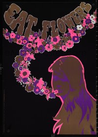 4c0164 EAT FLOWERS 20x29 Dutch commercial poster 1960s psychedelic Slabbers art of woman & flowers!