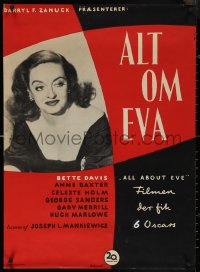 4c0507 ALL ABOUT EVE Danish 1951 smiling close-up of Bette Davis, but no Marilyn Monroe, ultra rare!