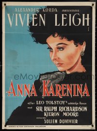 4c0508 ANNA KARENINA Danish 1949 different portrait of Vivien Leigh in Tolstoy's story, ultra rare!