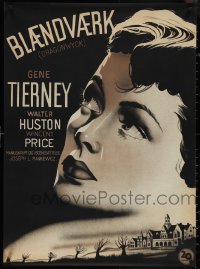 4c0515 DRAGONWYCK Danish 1946 great close art of beautiful Gene Tierney, Lubitsch, ultra rare!