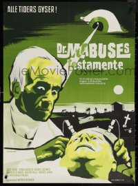 4c0541 TESTAMENT OF DR. MABUSE Danish 1963 Gert Frobe, cool artwork by Stevenov, ultra rare!