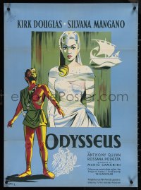 4c0543 ULYSSES Danish 1955 different Stilling art of Kirk Douglas & Silvana Mangano, Odysseus!