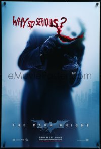 4c0825 DARK KNIGHT teaser DS 1sh 2008 great image of Heath Ledger as the Joker, why so serious?