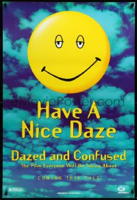 4c0828 DAZED & CONFUSED teaser 1sh 1993 Jovovich, 1st McConaughey, great happy face image!