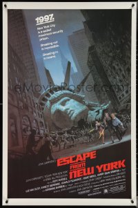 4c0840 ESCAPE FROM NEW YORK studio style 1sh 1981 Carpenter, Jackson art of decapitated Lady Liberty!