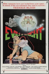 4c0841 EVILS OF THE NIGHT 1sh 1985 Tom Tierney art of sexy girl, ghouls need teenage blood!