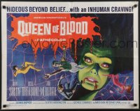 4c0301 QUEEN OF BLOOD 1/2sh 1966 Basil Rathbone, cool art of female monster & victims in her web!