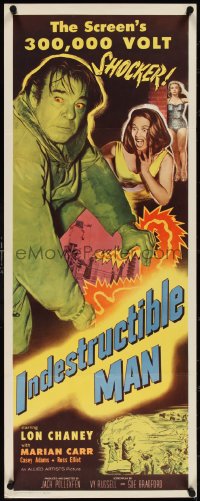 4c0100 INDESTRUCTIBLE MAN insert 1956 Lon Chaney Jr. as inhuman, invincible, inescapable monster!