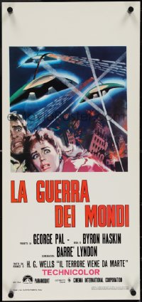 4c0082 WAR OF THE WORLDS Italian locandina R1970s H.G. Wells classic produced by George Pal!