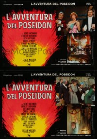 4c0261 POSEIDON ADVENTURE set of 6 Italian 18x26 pbustas 1973 Gene Hackman, Borgnine, cast images!