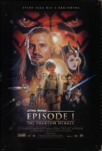 4c0976 PHANTOM MENACE style B fan club 1sh 1999 George Lucas, Star Wars Episode I, Drew Struzan art!