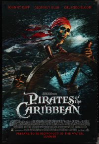 4c0979 PIRATES OF THE CARIBBEAN advance DS 1sh 2003 Curse of the Black Pearl, skeleton at the wheel!