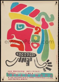 4c0563 ALWAYS FURTHER ON Polish 24x34 1968 Jolanta Karczewska artwork of Aztec warrior!