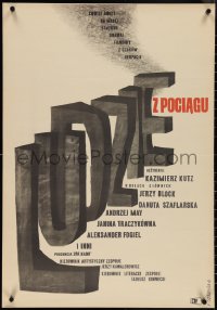 4c0581 NIGHT TRAIN Polish 23x33 1961 Kazimierz Kutz's Ludzie z pociagu, Roman Cieslewicz art!