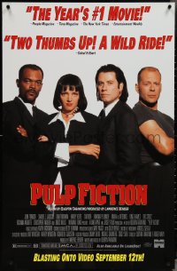 4c0479 PULP FICTION 27x40 video poster 1994 John Travolta, Bruce Willis, Jackson, Thurman, cast!