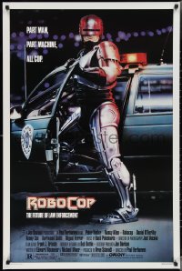 4c1005 ROBOCOP 1sh 1988 Paul Verhoeven, full-length cyborg police Peter Weller by Mike Bryan!