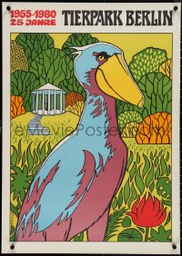 4c0448 TIERPARK BERLIN 23x32 East German special poster 1980 Rietschell, shoebill stork!