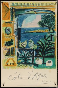 4c0492 COTE D'AZUR 26x39 French travel poster 1961 Pablo Picasso art of French Riviera, rare!