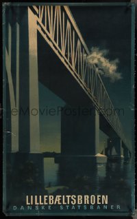 4c0494 DSB 25x39 Danish travel poster 1951 Danske Statsbaner, Rasmussen art of Little Belt Bridge!