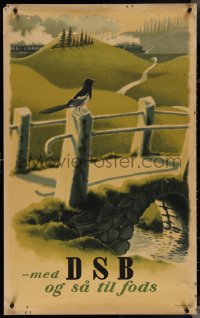 4c0493 DSB 25x39 Danish travel poster 1954 Danske Statsbaner, Aage Rasmussen art!