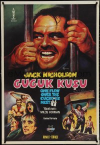 4c0371 ONE FLEW OVER THE CUCKOO'S NEST Turkish 1981 Jack Nicholson, wild misleading artwork!