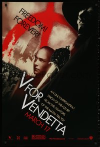 4c1095 V FOR VENDETTA teaser 1sh 2005 Wachowskis, Natalie Portman, Hugo Weaving, city in flames!