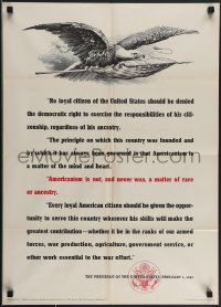 4c0197 AMERICANISM IS NOT & NEVER WAS A MATTER OF RACE OR ANCESTRY 20x28 WWII war poster 1943