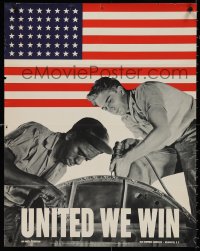 4c0352 UNITED WE WIN 22x28 WWII war poster 1942 image by Liberman, different races working together!