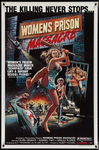 4c1108 WOMEN'S PRISON MASSACRE 1sh 1985 Emanuelle Fuga Dall'Inferno, wild art of violent girls!