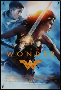 4c1111 WONDER WOMAN advance DS 1sh 2017 sexiest Gal Gadot in title role/Diana Prince, Chris Pine