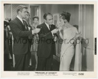 4f1266 BREAKFAST AT TIFFANY'S 8x10 still 1961 Peppard & Balsam light Audrey Hepburn's cigarette!