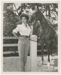 4f1366 GIRL WHO HAD EVERYTHING 8x10 still 1953 Elizabeth Taylor standing by her handsome horse!