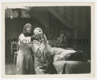 4f1416 JUNGLE CAPTIVE 8x10 still 1945 Vicky Lane as the Ape Woman choking doctor by operating table!