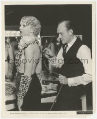 4f1469 MURDER AT THE VANITIES candid 8x10 still 1934 Earl Carroll using new liquid makeup spray gun!