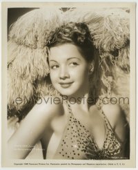 4f1483 OLGA SAN JUAN 8.25x10 still 1946 sexy close portrait in sequined top & feather headdress!