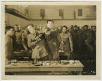 4f1493 PARDON US 8x10.25 still 1931 Oliver Hardy grabs Stan Laurel's Tommy gun in prison cafeteria!