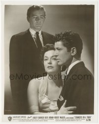 4f1555 STRANGERS ON A TRAIN 8x10 still 1951 creepy Robert Walker over Farley Granger & Ruth Roman!