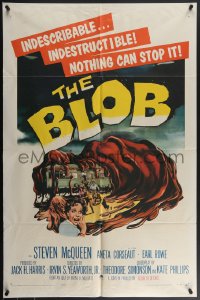 4f0717 BLOB 1sh 1958 Steve McQueen, cool art of the indescribable & indestructible monster!