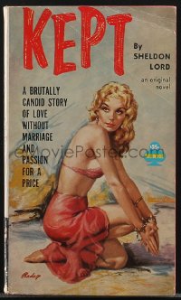 4f1053 KEPT paperback book 1960 Paul Rader cover art, love without marriage, passion with a price!